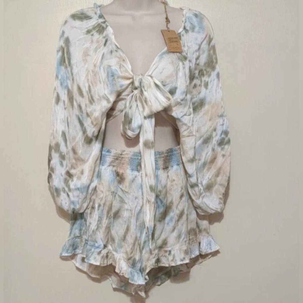 Surf Gypsy Olive/Blue Tie-Dye Set Womens Size Small